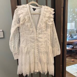 Karen millen White Lace Long Sleeve mini Dress size 6